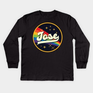 Jose // Rainbow In Space Vintage Style Kids Long Sleeve T-Shirt